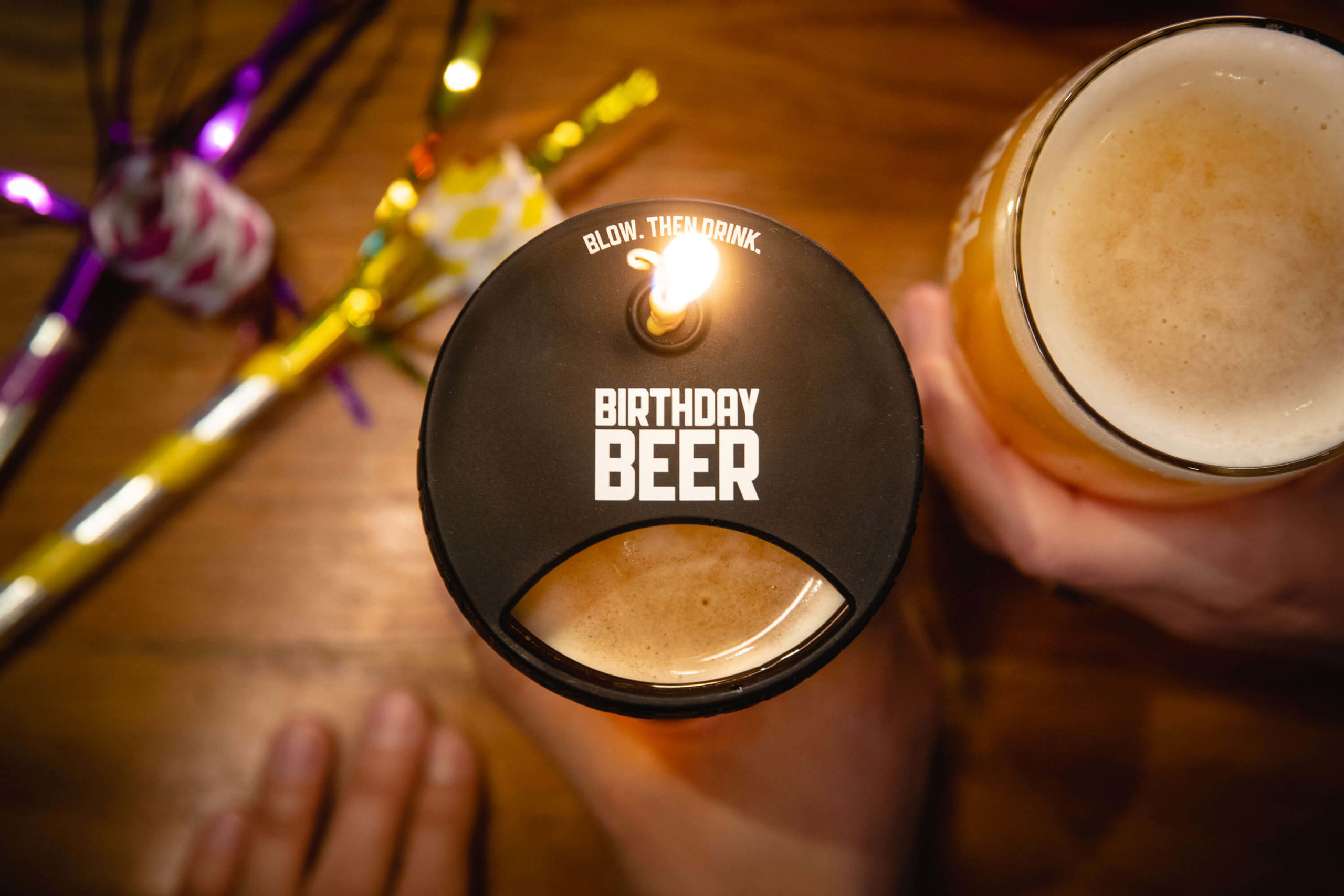 happy birthday beer candle